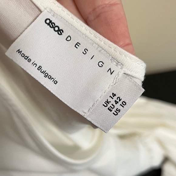 NWT ASOS Design V-Neck Midi Dress Crochet Detail - White - Picture 11 of 16